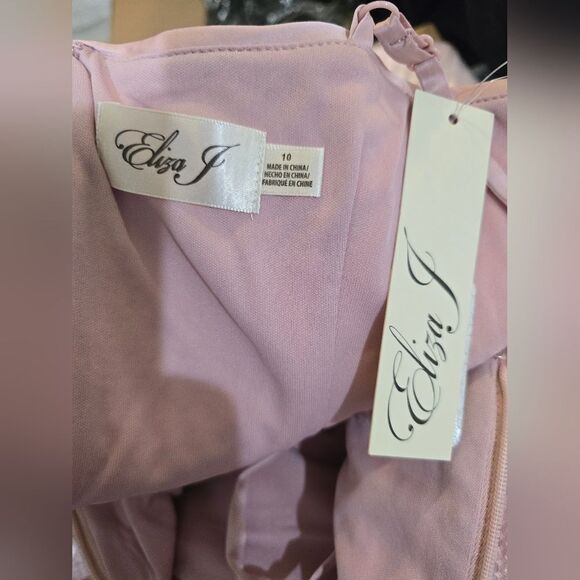 Eliza J Sequined Rosette Halter Midi Dress NWT size 10 Pink - Picture 6 of 6